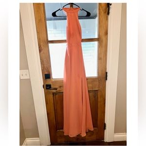 Small coral formal dress with side slit